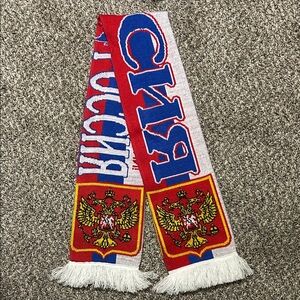 Red and Blue Scarf with Emblem